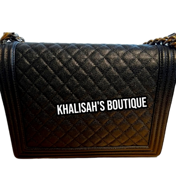 New!! VERY RARE! CHANEL BOY JUMBO Large Flap Messenger Shoulder Bag Black CAVIAR - Picture 13 of 17